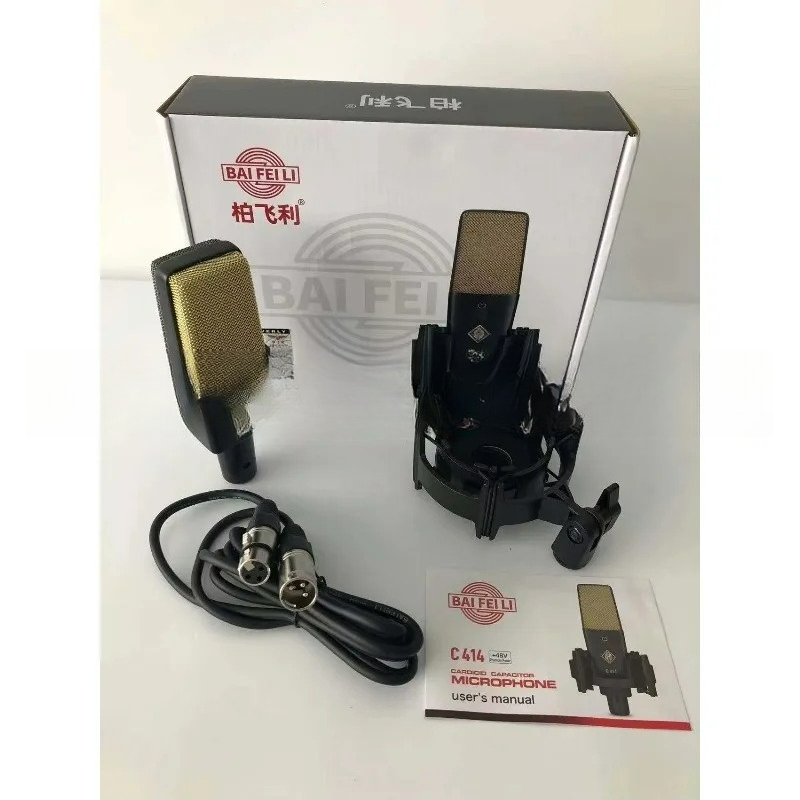 Streaming Mic Condenser - C414 Profesyonel Kondenser Mikrofon, 34mm Büyük
